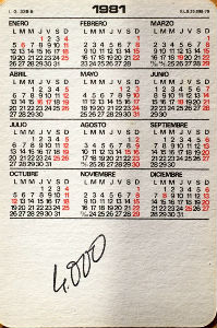 Calendriers · Espagne