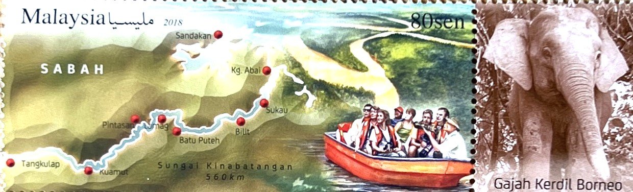 Timbres · Malaysie · avec vignette éléphant